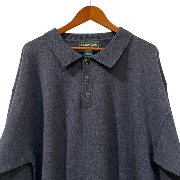 Hunt club 100% lambswool light blue 1/4 button sweater - Picture 2 of 8